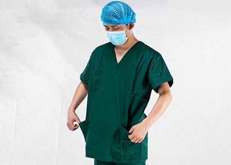 Больница использует медицинское хирургическое Scrub одевает короткое 100% хлопок v рукава - шея