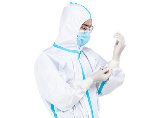 Белые Microporous медицинские Scrub одевают устранимый Coverall с костюмами вируса клобука анти-