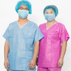 Закрытие на веревке Icu Scrub Suit 2 кармана для хирургических центров / Белый Синий Зеленый Розовый